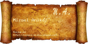 Mizsei Anikó névjegykártya